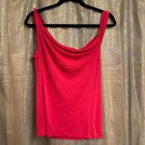 Free People Red Twisted Strap Relaxed Flowy Modal Tank Top Large NWOT